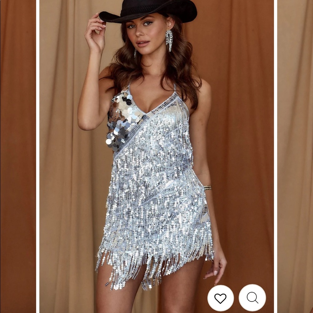 Anita Silver Disco Fringe Dress